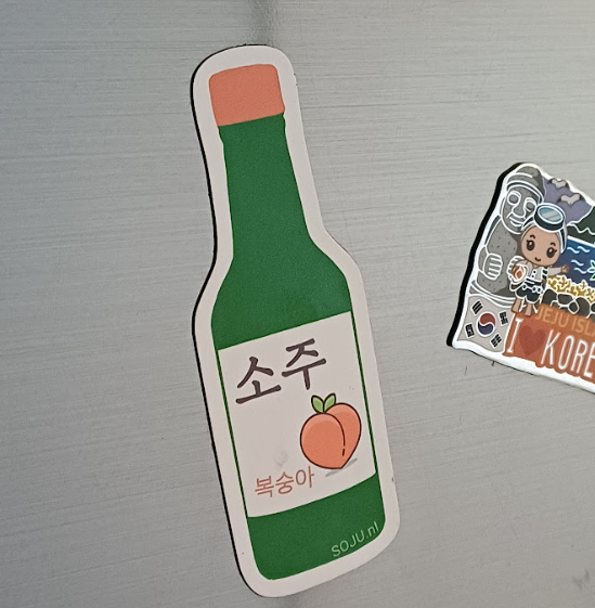SOJU Fridge Magnet Peach bottle